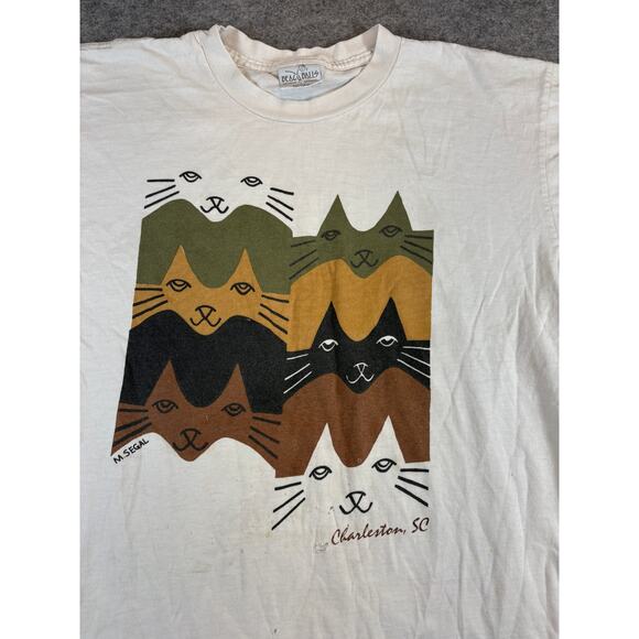 VTG Charleston SC Cat Graphic T-Shirt Mens L Abstract M Segal Art Single Stitch - Picture 2 of 8